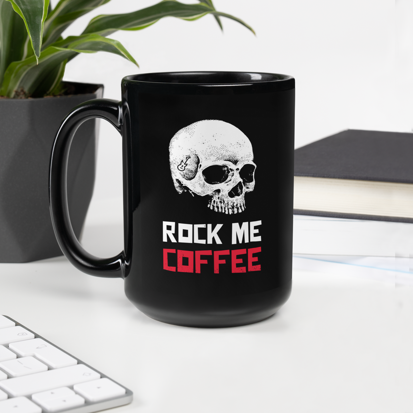 ROCK ME/ROCK STAR - Black Glossy Mug