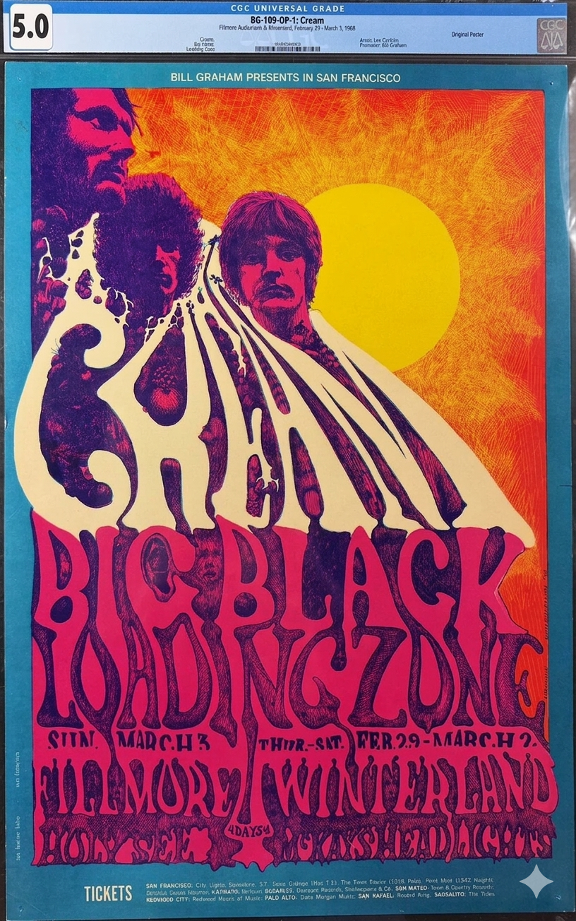 BG-109 - Cream - Original 1968 Poster - Fillmore/Winterland - CGC Graded 5.0