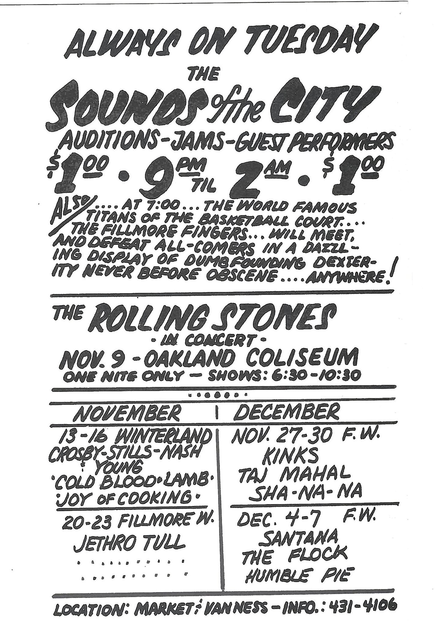 Crosby, Stills, Nash & Young Handbill - Nov 13, 1969 - ORIGINAL FIRST PRINTING