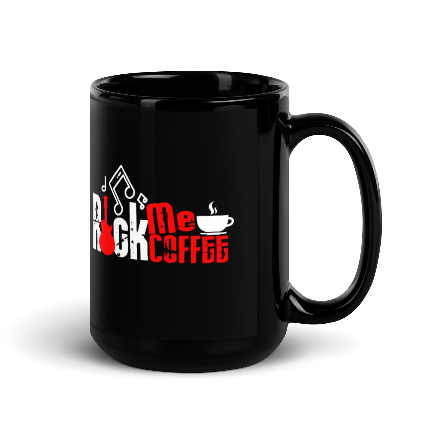 ROCK ME COFFEE - Black Glossy Mug
