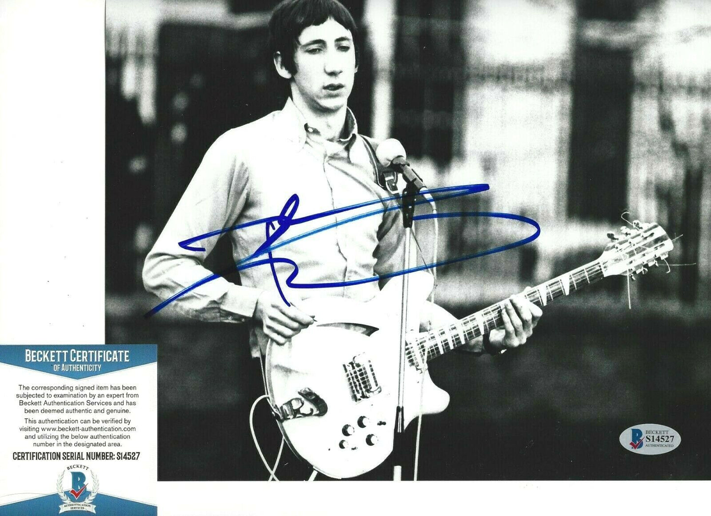 THE WHO PETE TOWNSHEND SIGNED 8x10 PHOTO BECKETT 1 COA